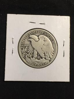 1916 United States Walking Liberty Silver Half Dollar - 90% Silver Coin