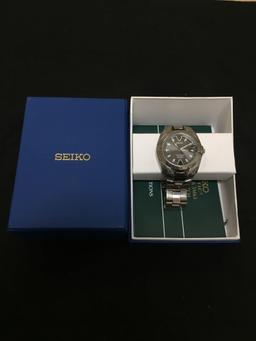 Seiko Designer Round 35mm Bezel Perpetual Calendar Titanium Series Stainless Steel Watch w/ Bracelet