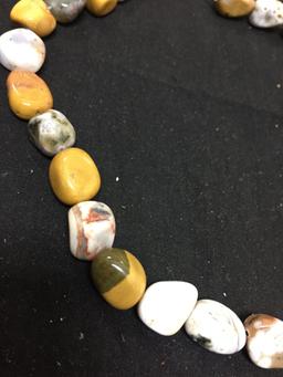 Strand 17" Long of Various Size Polished Jasper Gemstone Beads