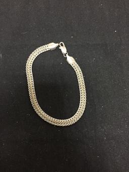 Two-Tone 5.5mm Wide Mesh Link 8in Long Sterling Silver Bracelet