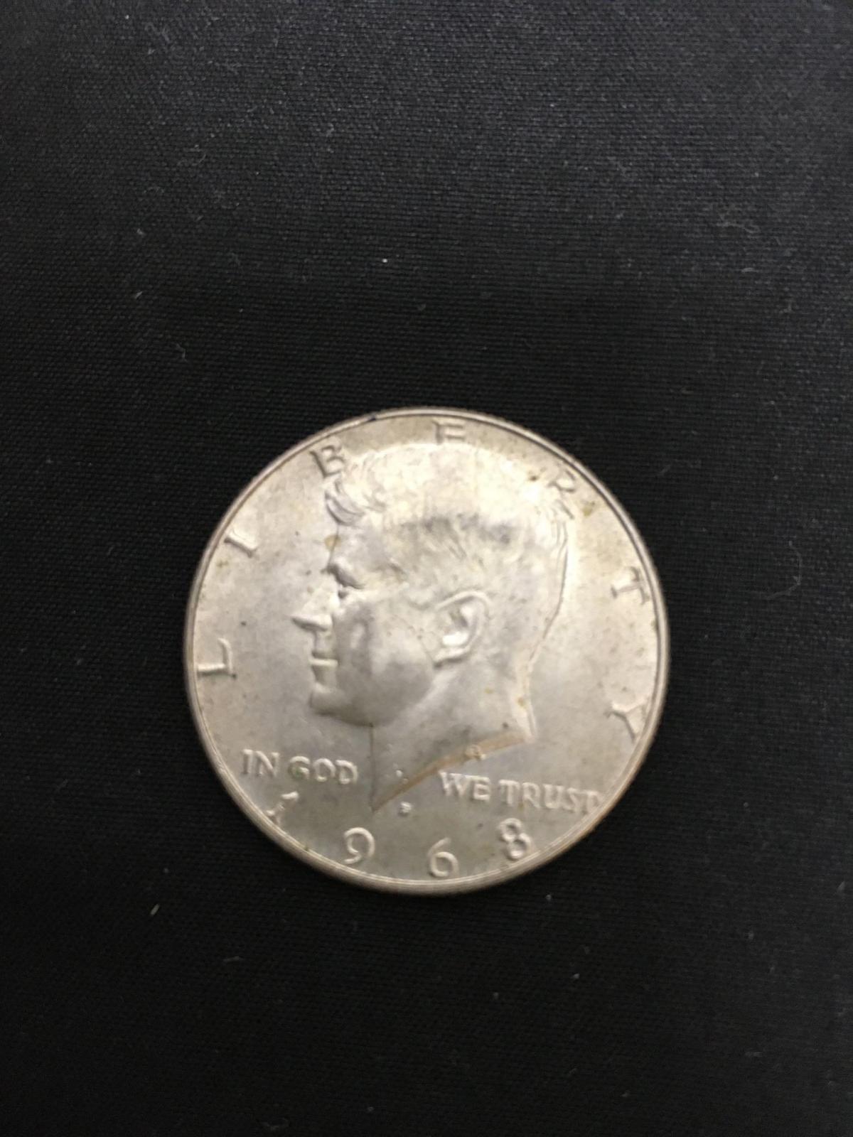 1968-D United States Kennedy Half Dollar - 40% Silver Coin - 0.147 ASW