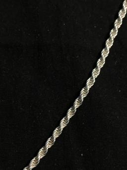 Rope Link 2.25mm Wide 30in Long Italian Made Sterling Silver Chain