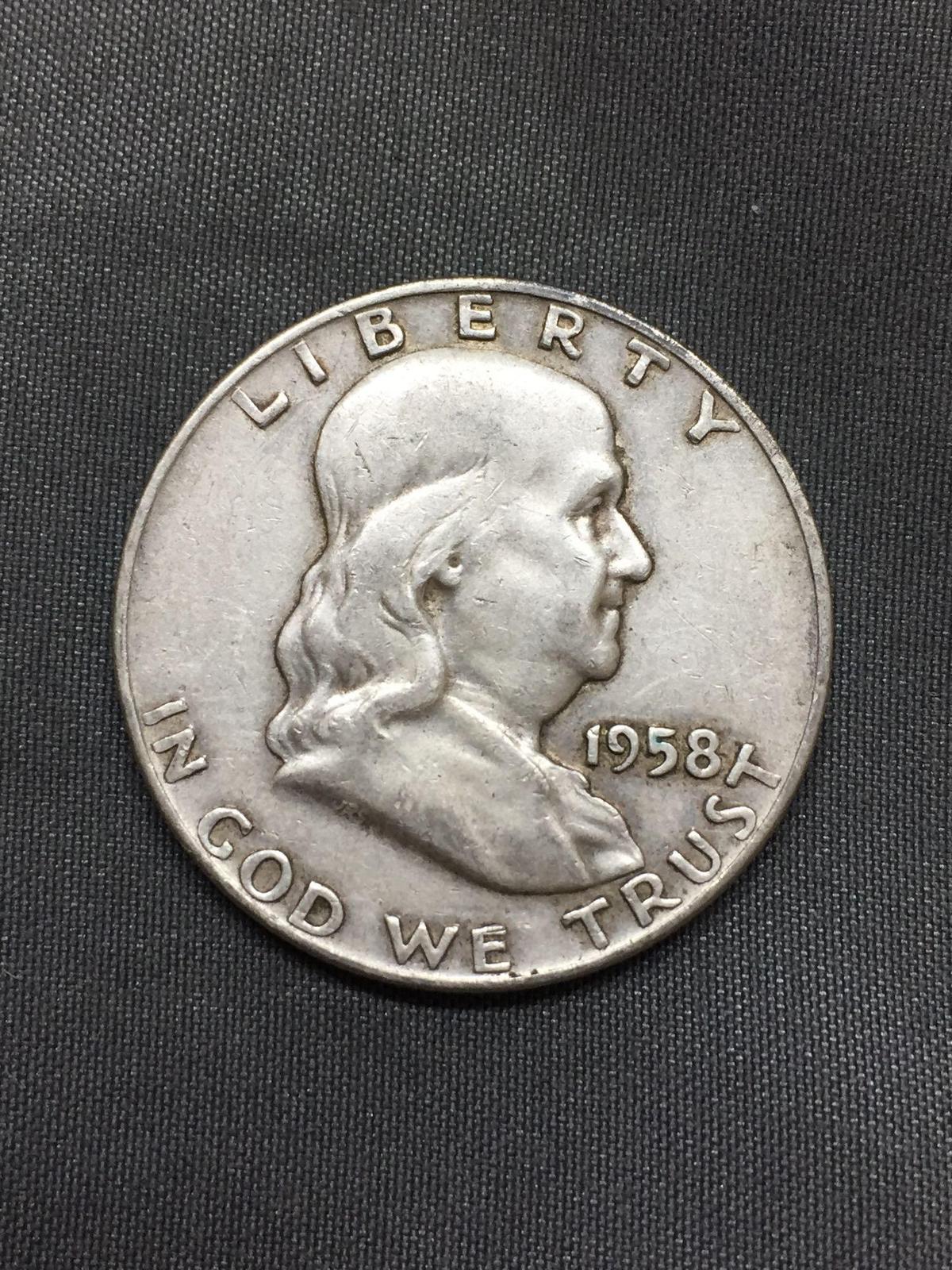 1958-D United States Franklin Half Dollar - 90% Silver Coin - 0.361 ASW