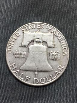 1958-D United States Franklin Half Dollar - 90% Silver Coin - 0.361 ASW