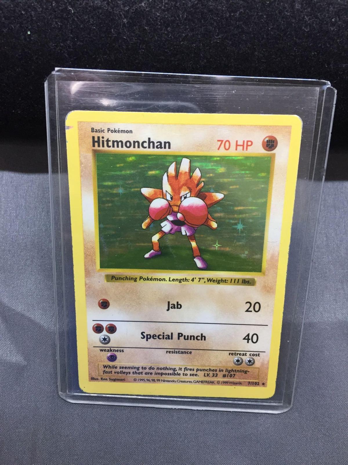 Pokemon Base Set SHADOWLESS Holo Rare Pokemon Card - Hitmonchan 7/102