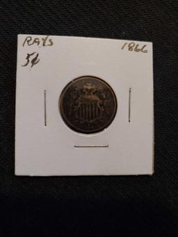 1866 nickel "Rays"