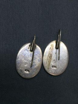 Oval 22x16mm Engravable Pair of Sterling Silver Signet Earrings