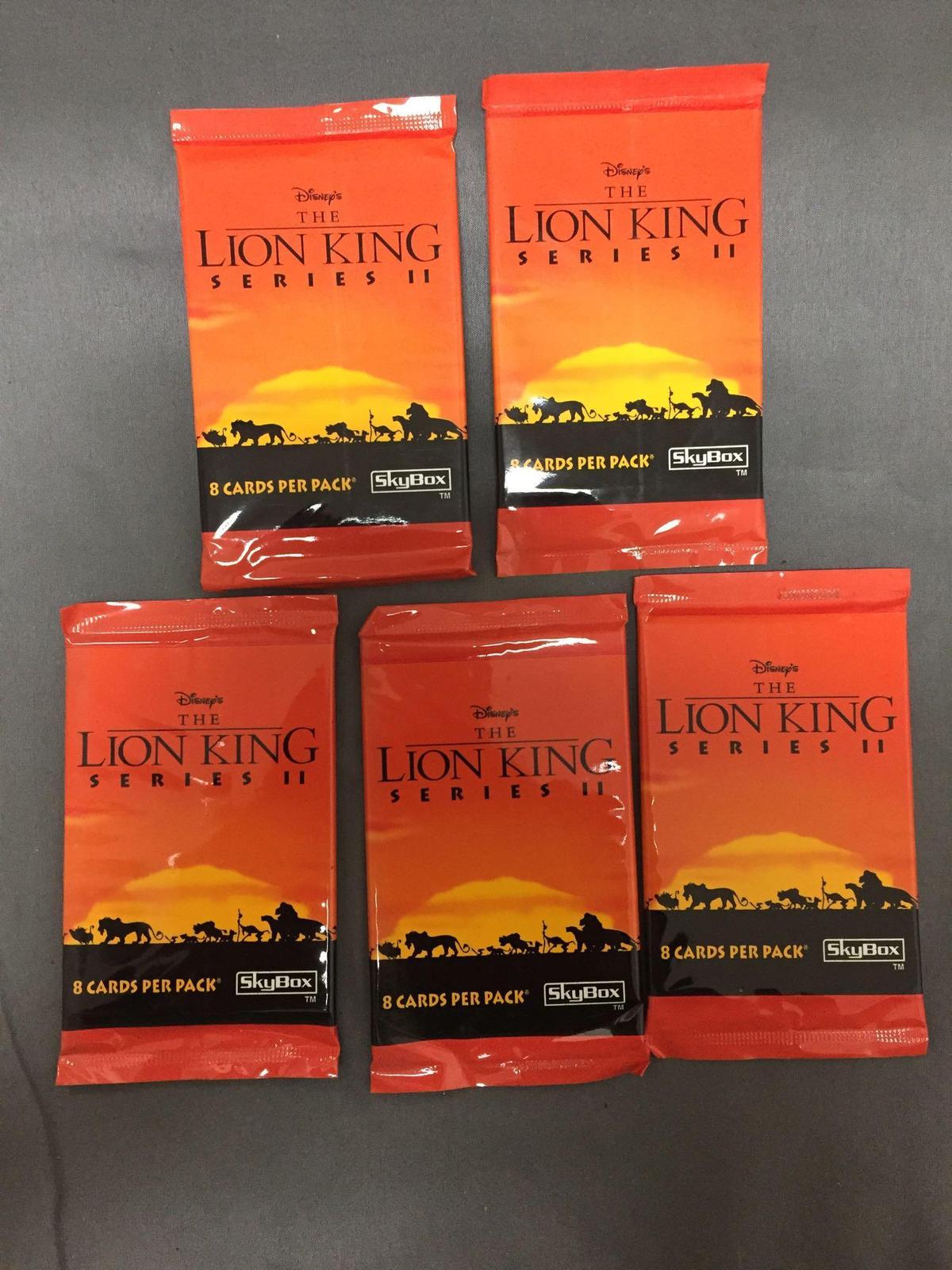 5 Count Lot of Disney's THE LION KING Series II 8 Card Trading Card Pack