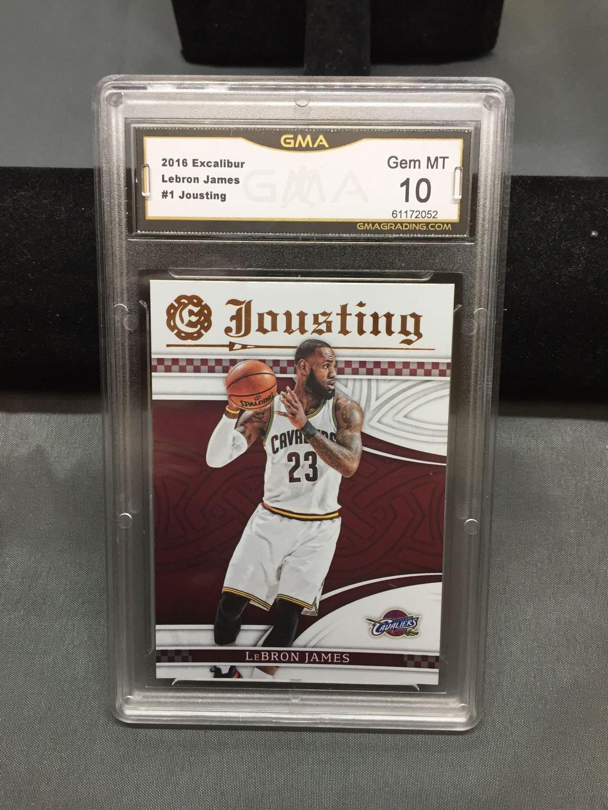 GMA Graded 2016-17 Panini Excalibur Jousting LEBRON JAMES Cavs Insert Basketball Card - GEM MINT 10