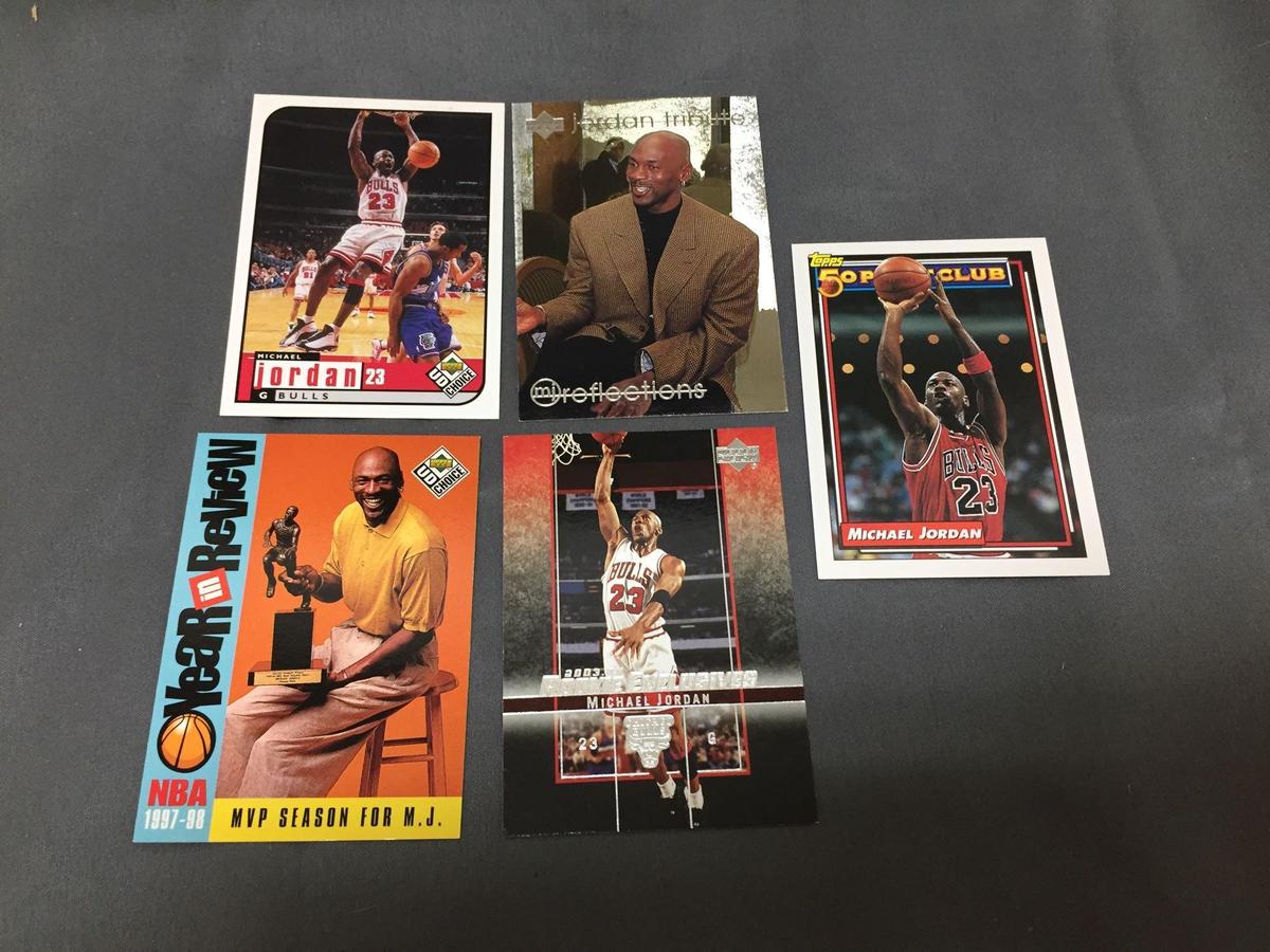 5 Card Lot of MICHAEL JORDAN Chicago Bulls Basketball Cards from HUGE JORDAN HOARD - WOW