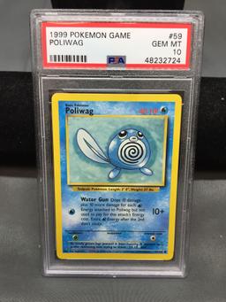 PSA Graded 1999 Pokemon Base Set Unlimited POLIWAG Trading Card - GEM MINT 10