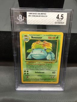 BGS Graded 1999 Pokemon Base Set Unlimited VENUSAUR Holofoil Rare Trading Card - VG-EX+ 4.5