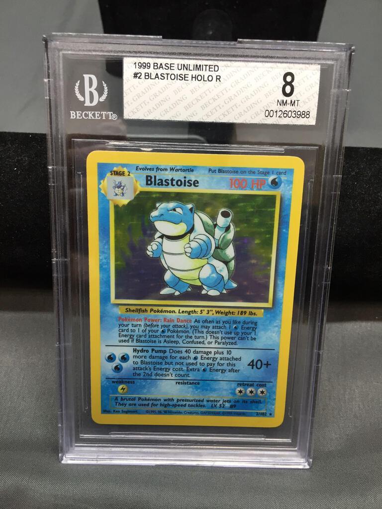 BGS Graded 1999 Pokemon Base Set Unlimited BLASTOISE Holofoil Rare Trading Card - NM-MT 8