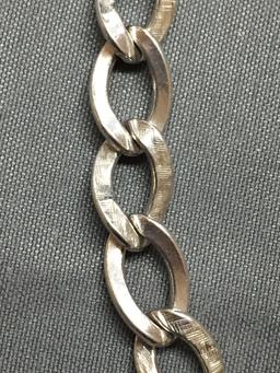 Wells Designer Medium Gauge Textured Curb Link 7mm Wide 7in Long Sterling Silver Bracelet