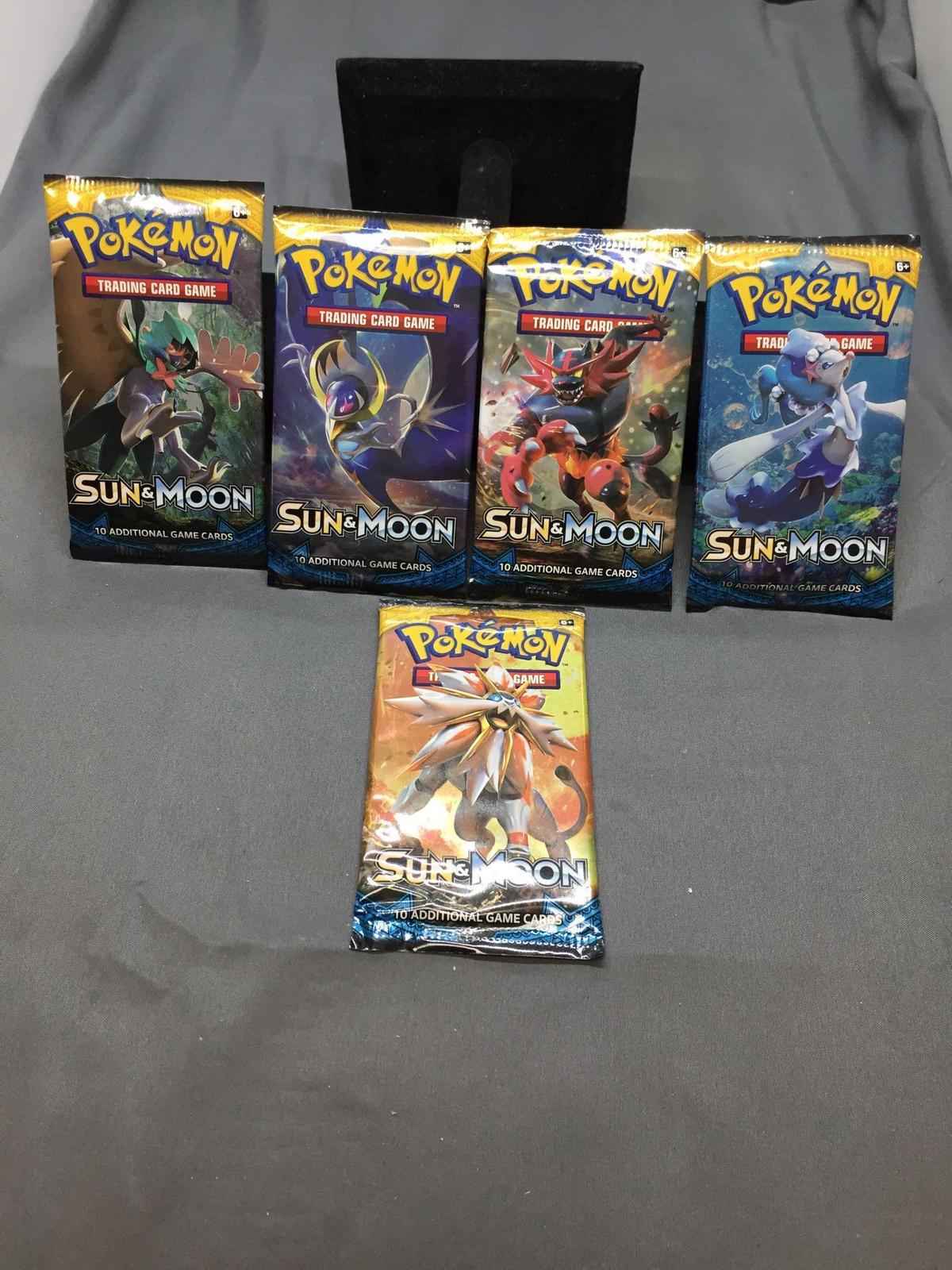 5 Pack Lot of Pokemon Sun & Moon Base Set 10 Card Booster Packs from Collection