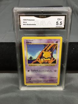 GMA Graded 1999 Pokemon Base Set Shadowless #43 ABRA Trading Card - EX+ 5.5