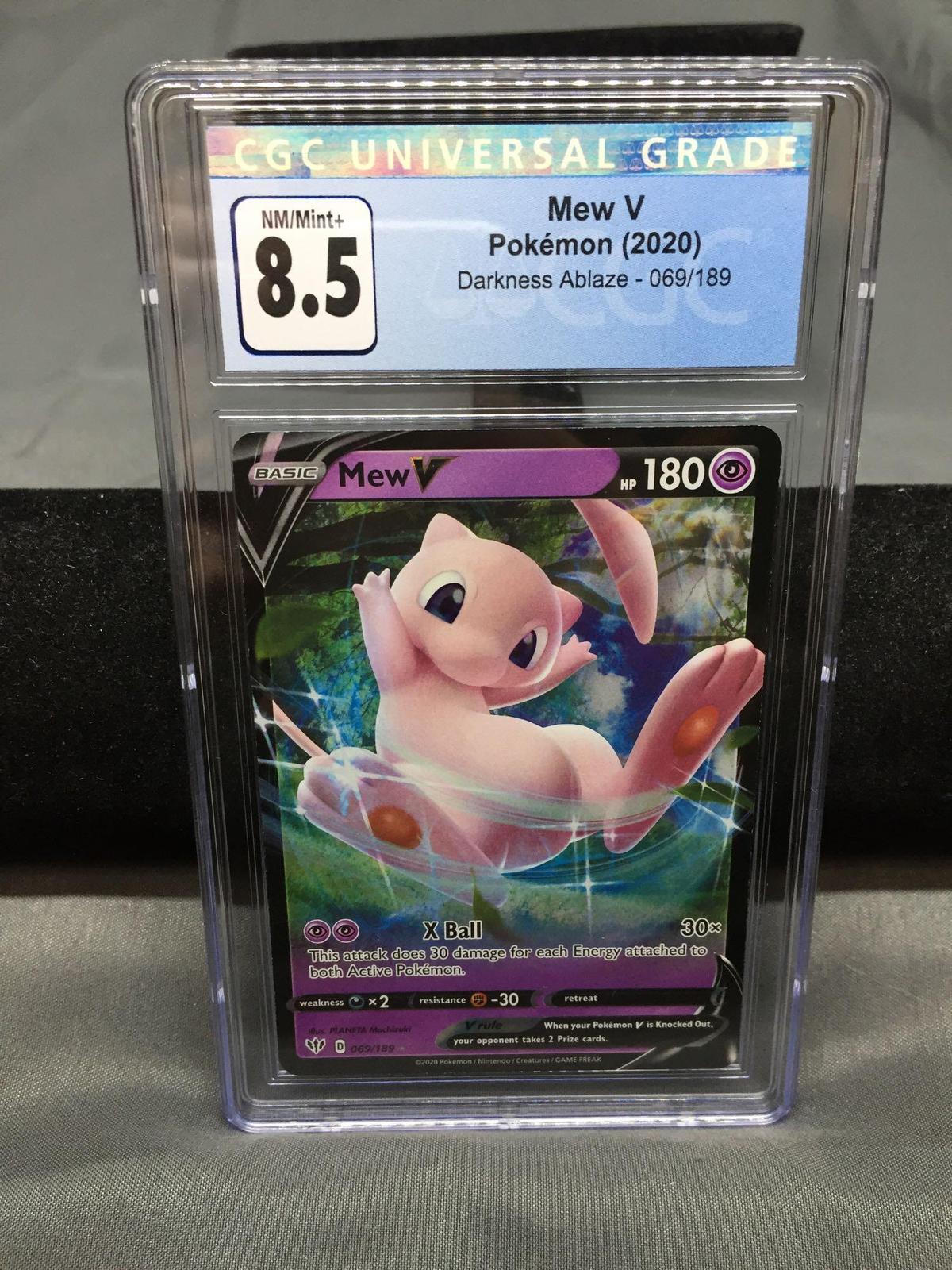 CGC Graded 2020 Pokemon Darkness Ablaze MEW V Holofoil Rare Trading Card - NM-MT+ 8.5