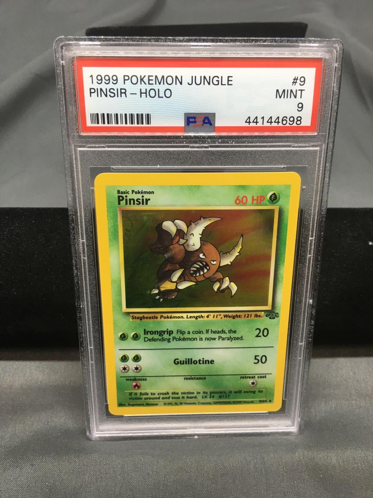 PSA Graded 1999 Pokemon Jungle Holo Rare Pinsir #9 Trading Card - Mint 9