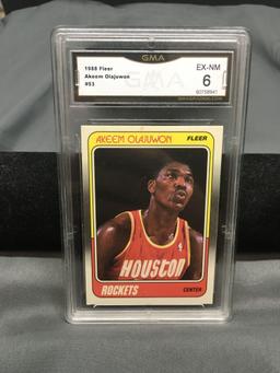 GMA Graded 1988-89 Fleer #53 AKEEM OLAJUWON Rockets Vintage Basketball Card - EX-NM 6