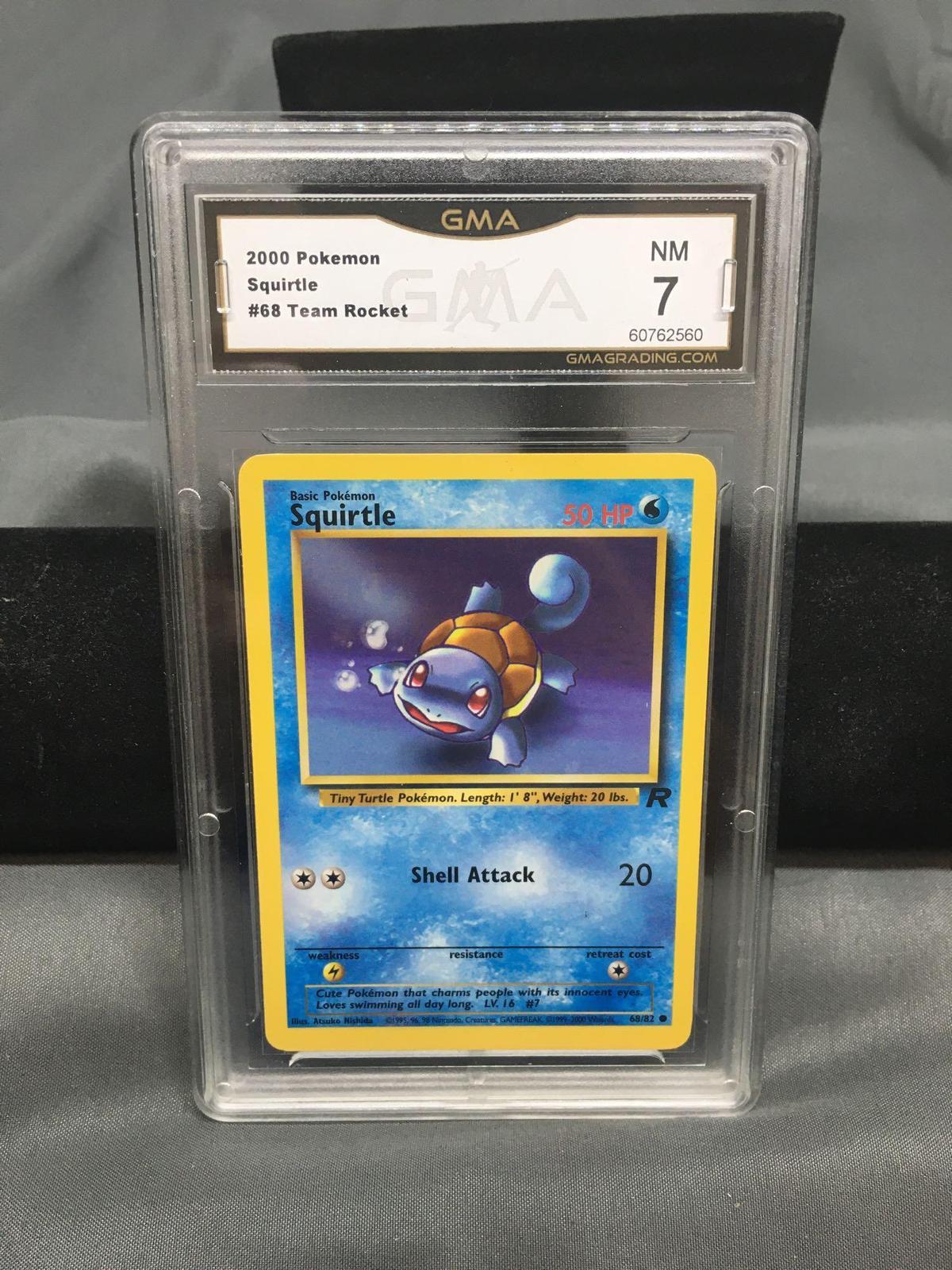 GMA Graded 2000 Pokemon Team Rocket #68 SQUIRTLE Trading Card - NM 7