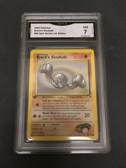 GMA Graded 2000 Pokemon Gym Heroes 1st Edition #66 BROCK'S GEODUDE Trading Card - NM 7