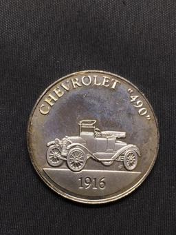 7.6 Grams .925 Sterling Silver Franklin Mint Proof Silver Bullion Coin - 1916 Chevrolet 490