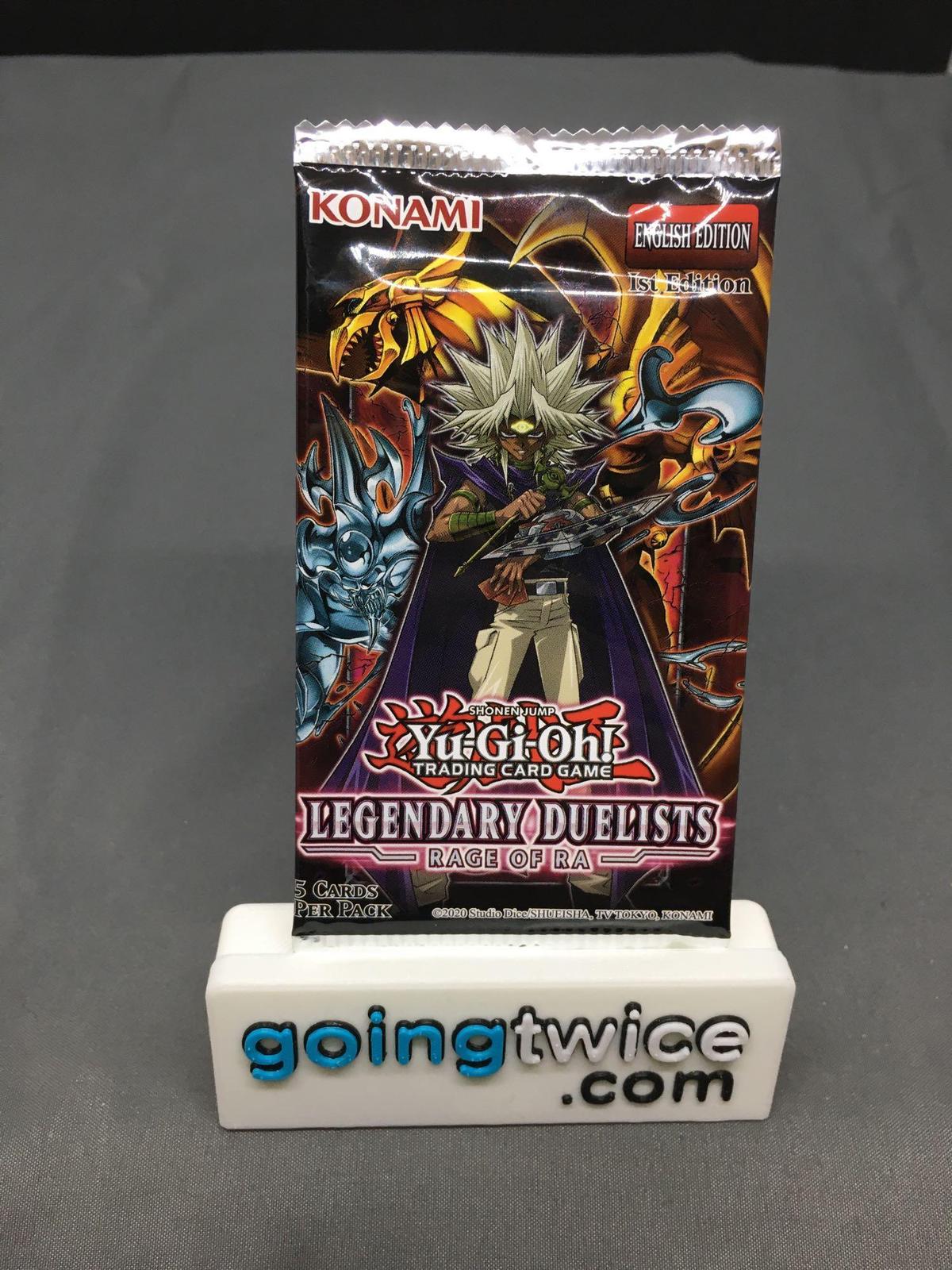 Factory Sealed Yugioh LEGENDARY DUELISTS RAGE OF RA English 1st Edition 5 Card Booster Pack