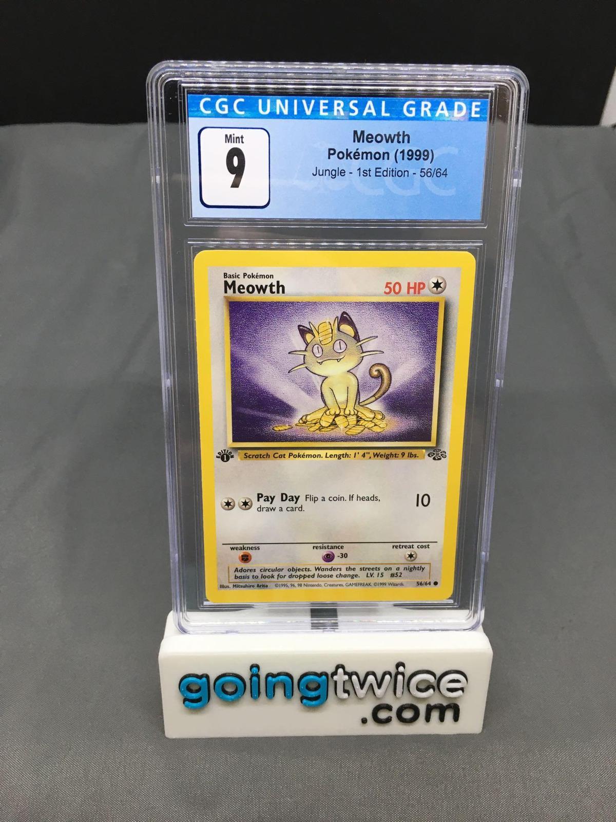 CGC Graded 1999 Pokemon Jungle 1st Edition #56 MEOWTH Trading Card - MINT 9