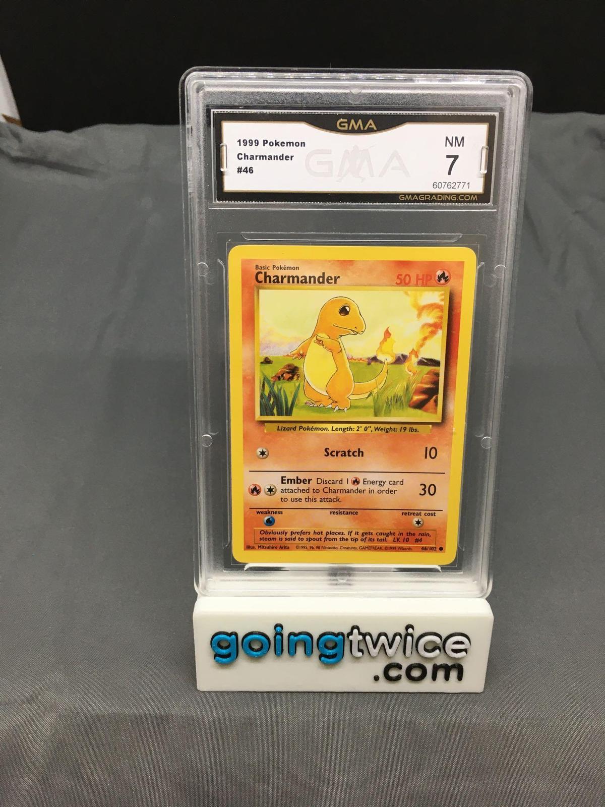 GMA Graded 1999 Pokemon Base Set Unlimited #46 CHARMANDER Trading Card - NM 7