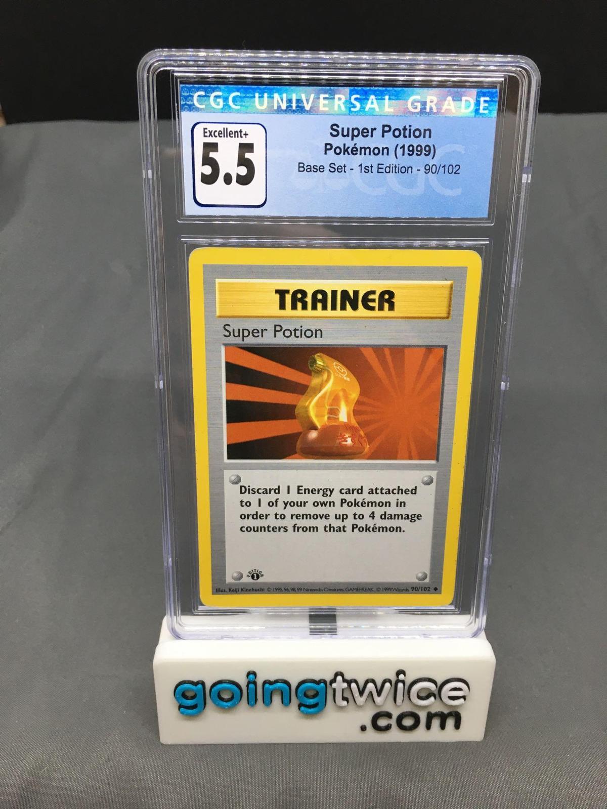 CGC Graded 1999 Pokemon Base Set 1st Edition Shadowless #90 SUPER POTION Trading Card - EX+ 5.5