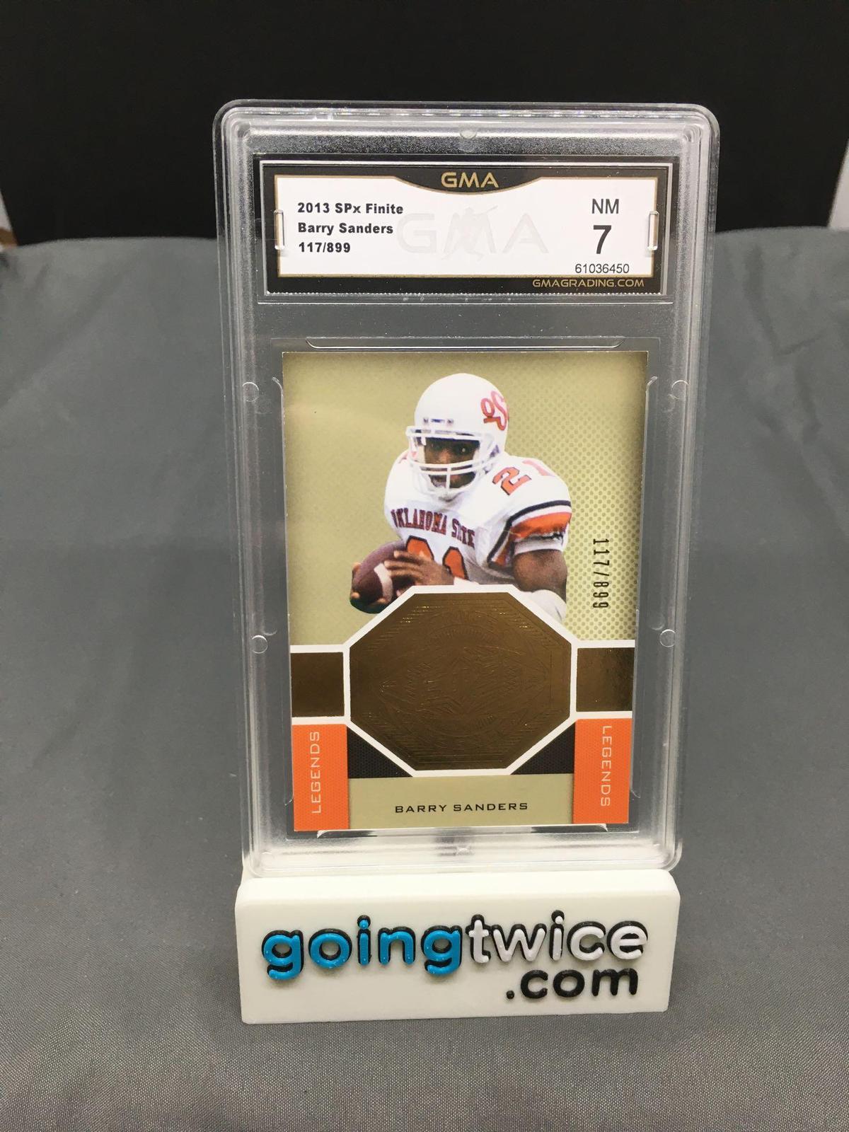 GMA Graded 2013 SPx Finite BARRY SANDERS Lions Football Card /899 - NM 7