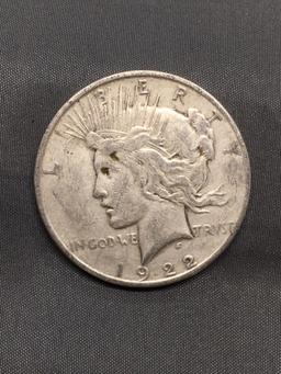 1922-D United States Peace Silver Dollar - 90% Silver Coin from Estate