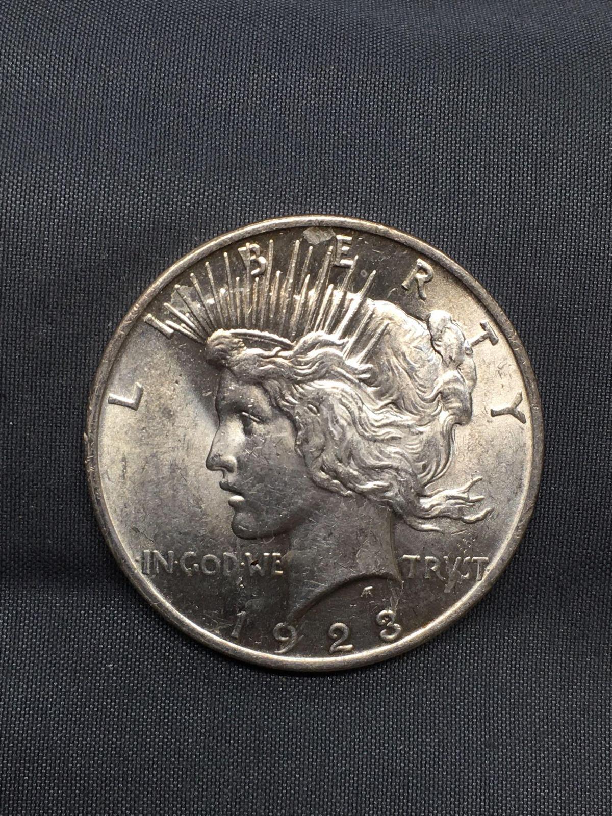 1923 United States Peace Silver Dollar - 90% Silver Coin from Estate