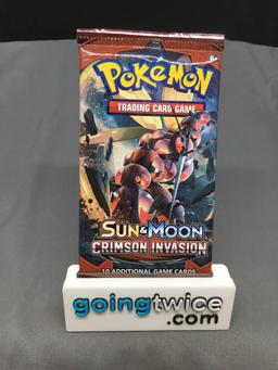 Factory Sealed Pokemon Sun & Moon CRIMSON INVASION 10 Card Booster Pack