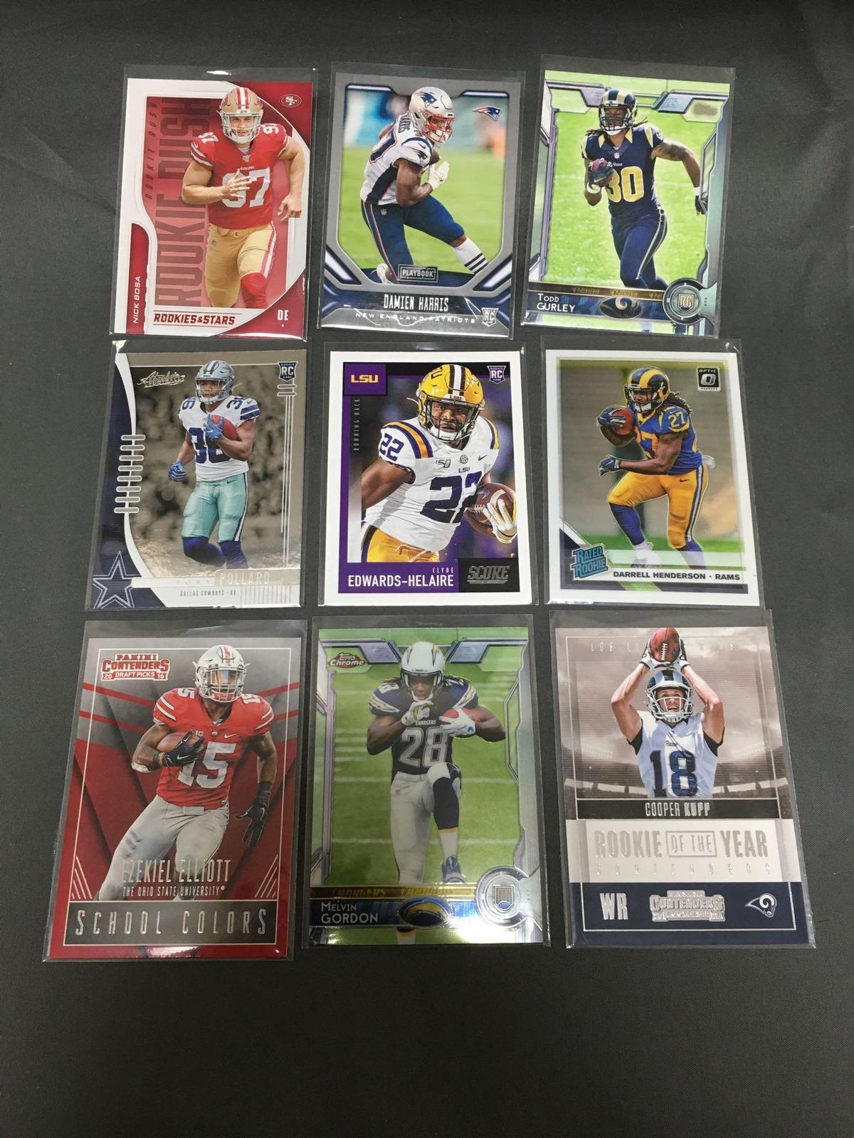 9 Card Lot of FOOTBALL ROOKIE CARDS with Stars and Newer Sets - HIGH BOOK VALUE!