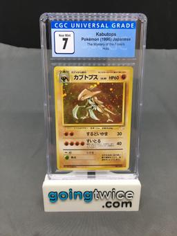 CGC Graded 1996 Pokemon Japanese Fossil #141 KABUTOPS Holofoil Rare Trading Card - NM 7