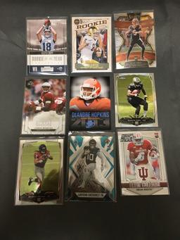 9 Card Lot of FOOTBALL ROOKIE CARDS with Stars and Newer Sets - HIGH BOOK VALUE!