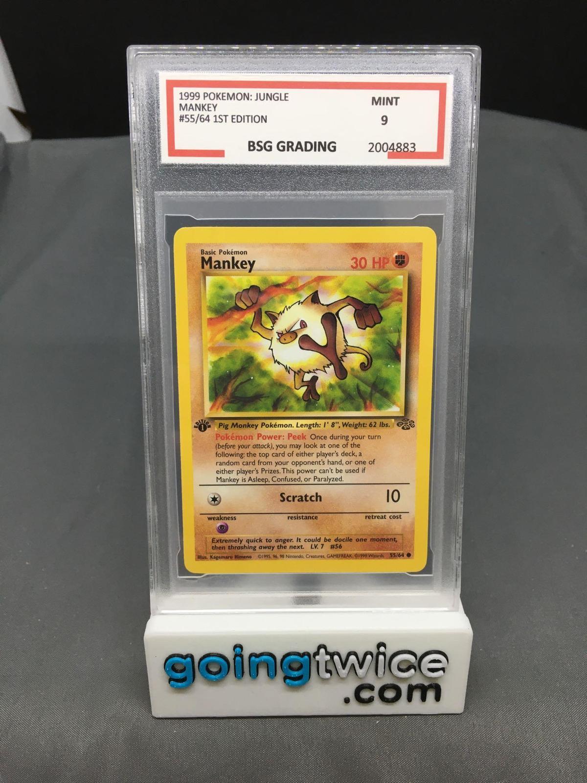 BSG Graded 1999 Pokemon Jungle 1st Edition #55 MANKEY Trading Card - MINT 9