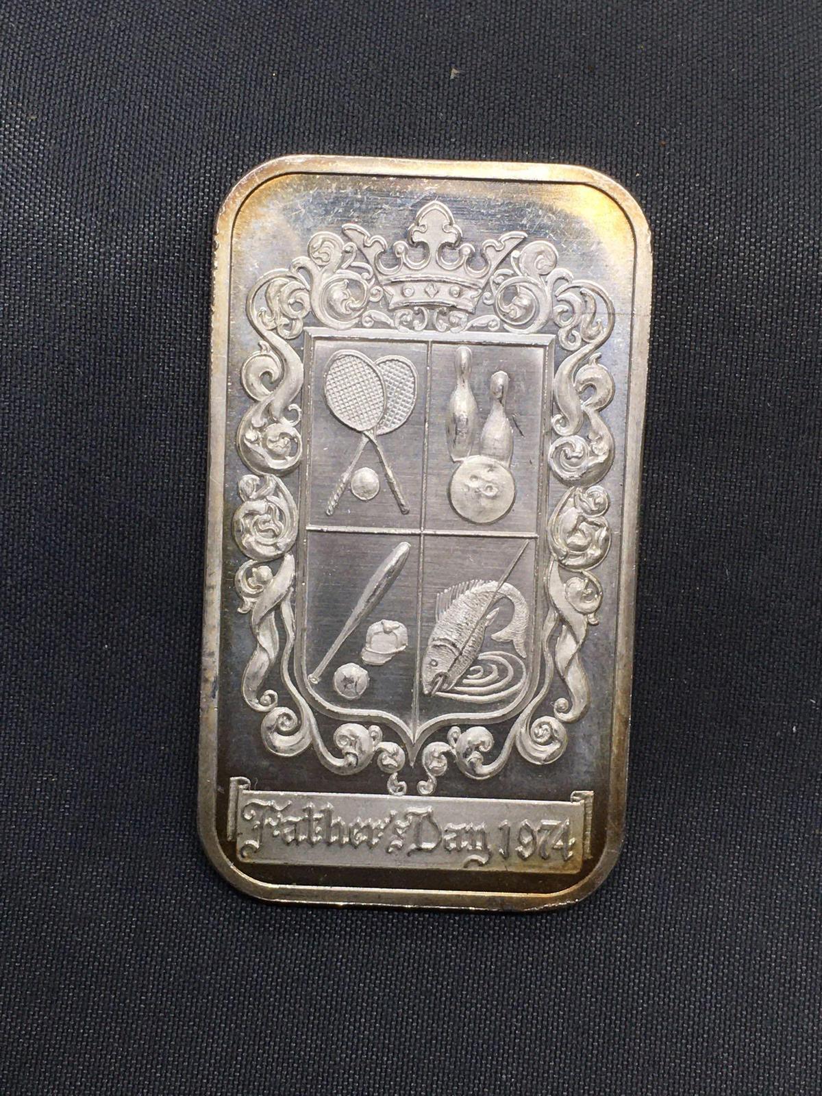 1 Troy Ounce .999 Fine Silver Father's Day 1974 Vintage Silver Bullion Bar