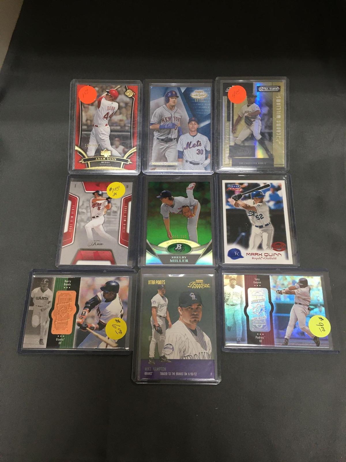 9 Card Lot of SERIAL NUMBERED Baseball Cards from Huge Store Closeout Collection - Some Low #'d!