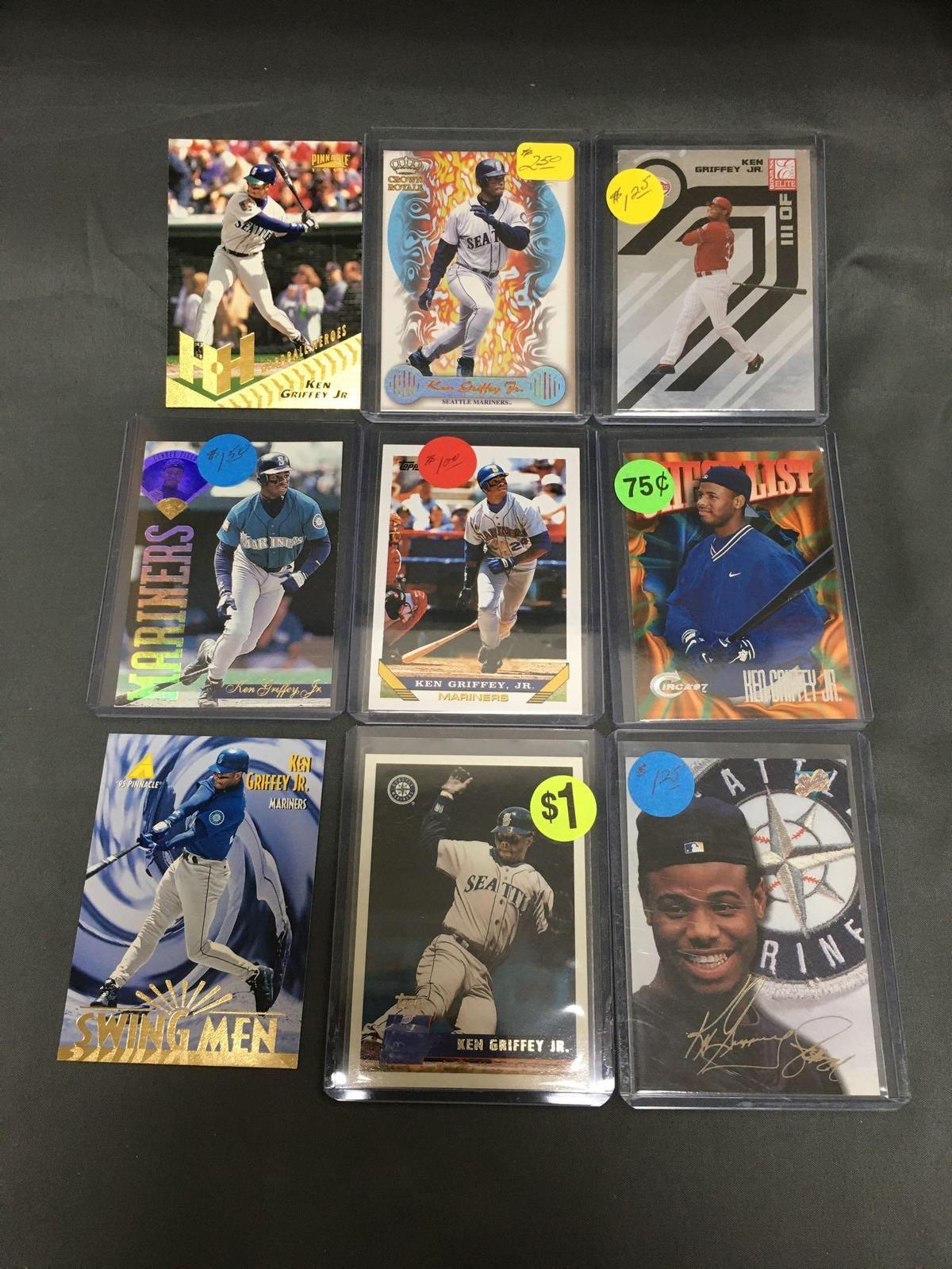 9 Card Lot of KEN GRIFFEY JR. Seattle Mariners Baseball Cards from Massive Collection