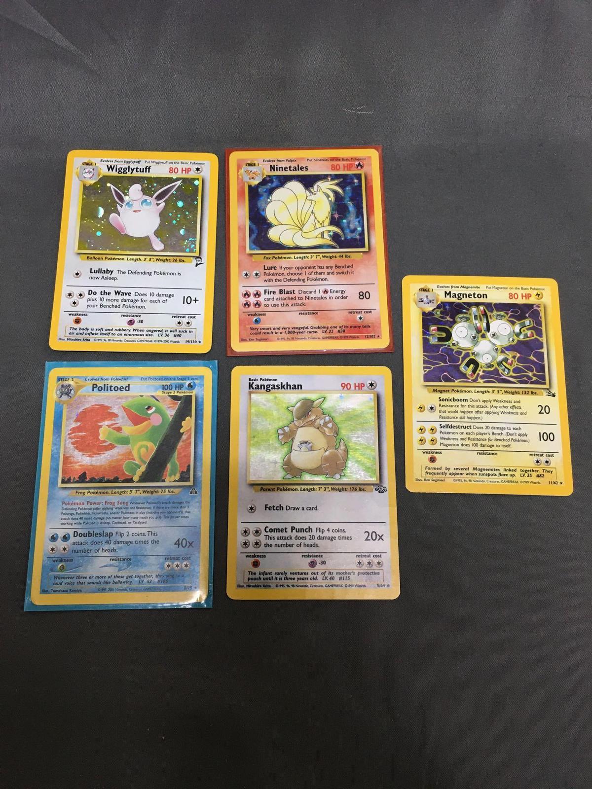 5 Card Lot of Vintage Pokemon Holofoil Rare Trading Cards from Recent Collection Find!