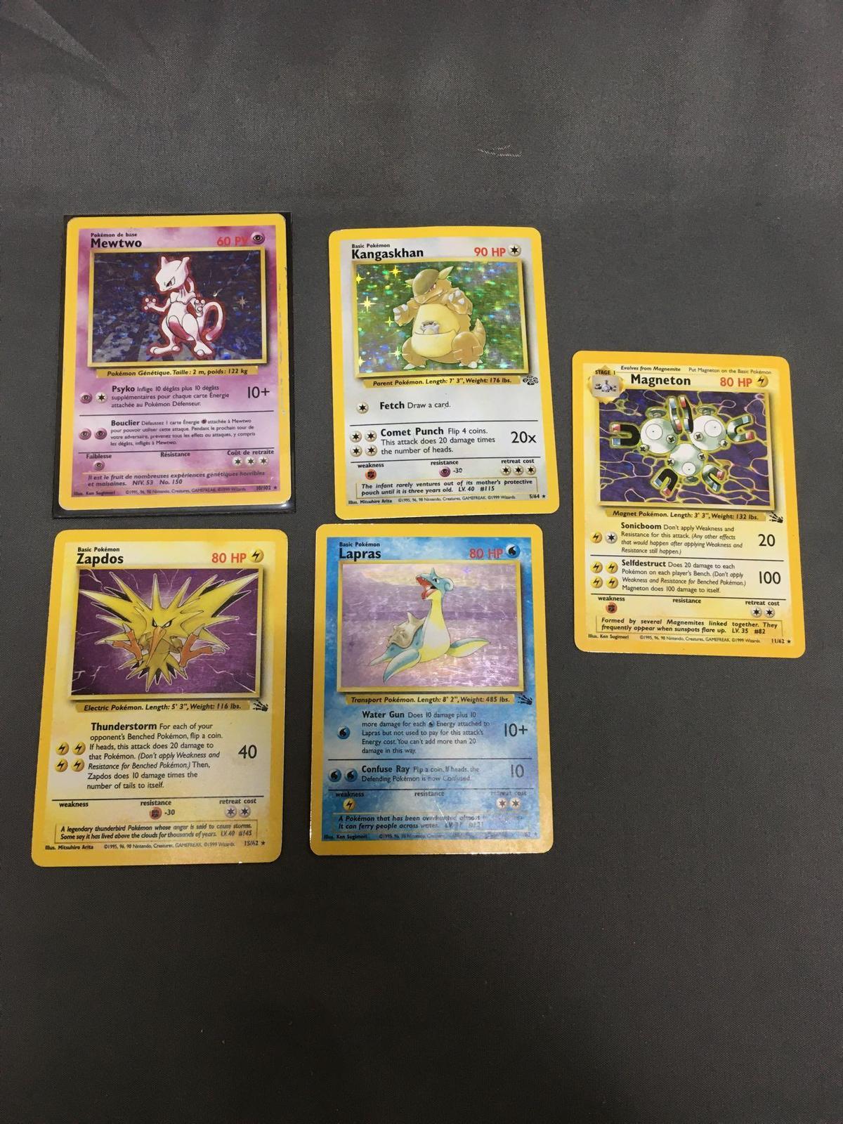 5 Card Lot of Vintage Pokemon Holofoil Rare Trading Cards from Recent Collection Find!