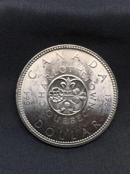 1964 Canada Silver Dollar Foreign World Coin - 80% Silver Coin - 0.600 Ounce ASW