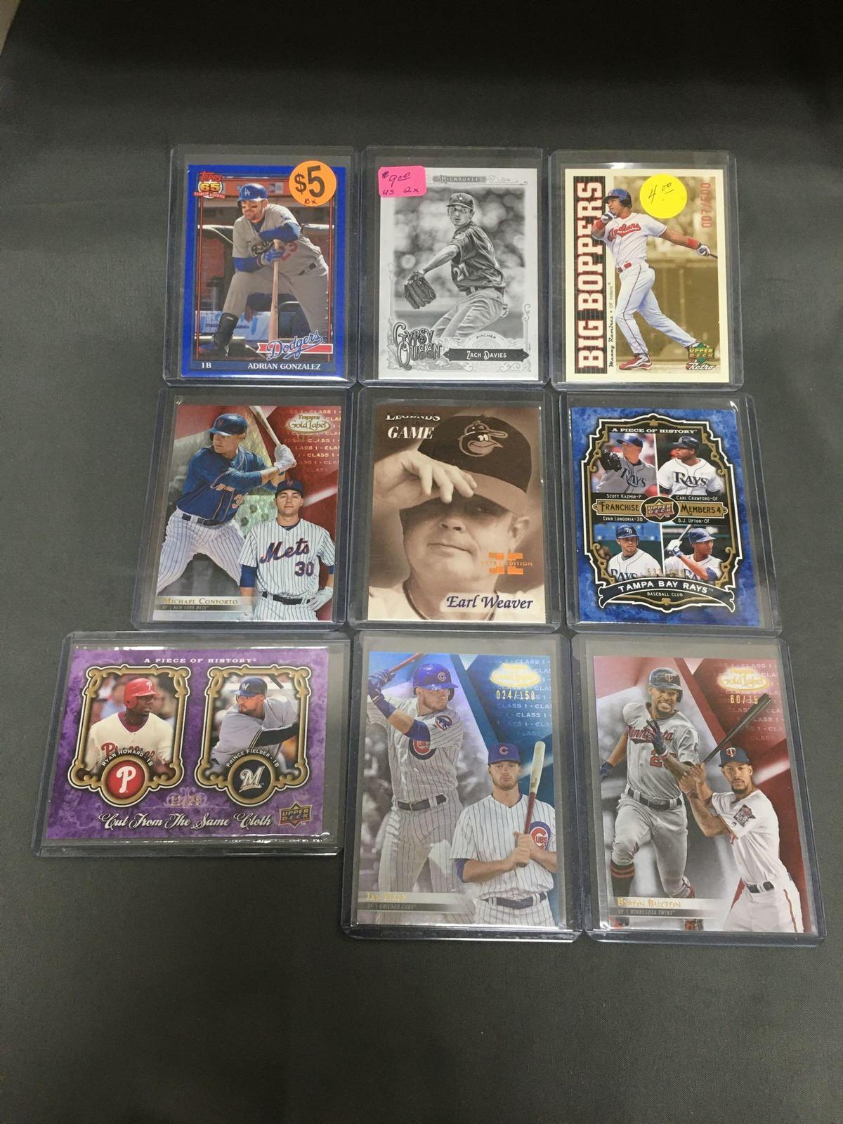 9 Card Lot of SERIAL NUMBERED Baseball Cards from Huge Store Closeout Collection - Some Low #'d!