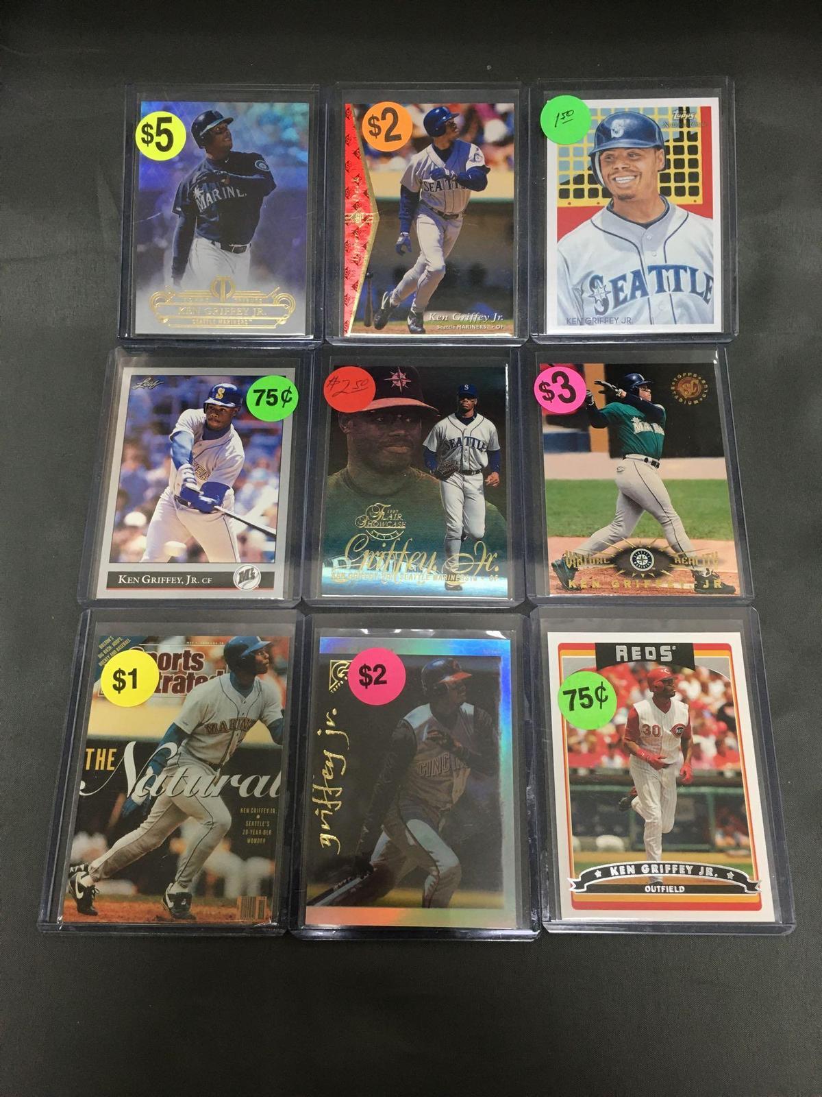 9 Card Lot of KEN GRIFFEY JR. Seattle Mariners Baseball Cards from Massive Collection