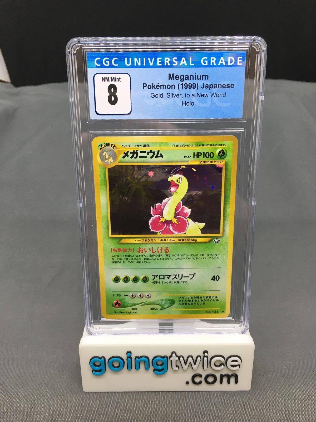 CGC Graded 1999 Pokemon Gold Silver Japanese #154 MEGANIUM Holofoil Rare Trading Card - NM-MT 8