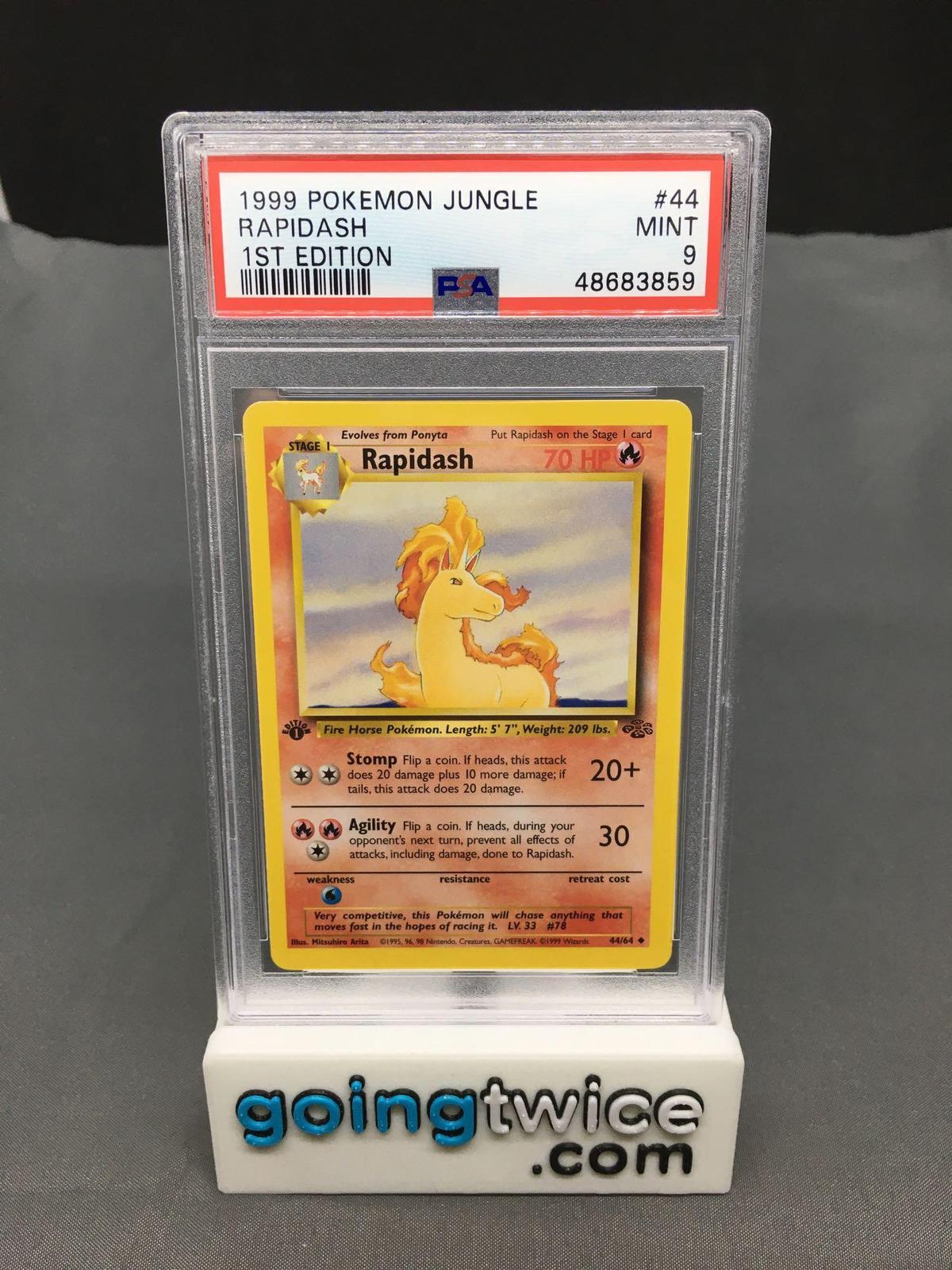 PSA Graded 1999 Pokemon Jungle 1st Edition #44 RAPIDASH Trading Card - MINT 9