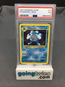 PSA Graded 1999 Pokemon Base Set Unlimited #13 POLIWRATH Holofoil Rare Trading Card - NM 7