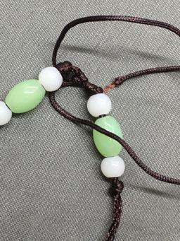 Lot of Two Jade Beaded Nylon Necklaces